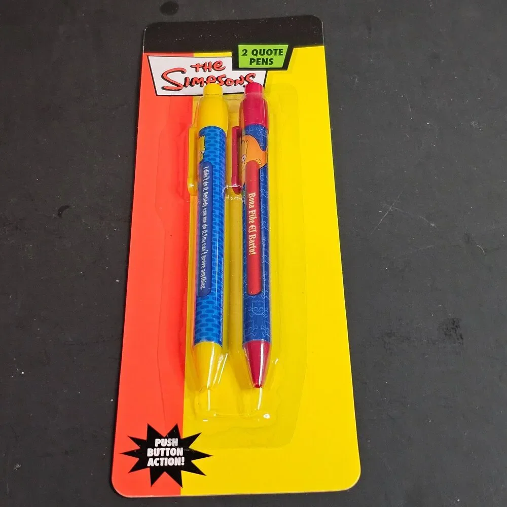 New 2007 Simpsons Pens - 2 Pack Quote Novelty Push Ink Pens - Bart